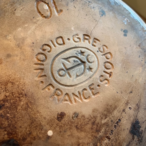 Vintage Grespots Digoin France Cow Print Large Fondue Pot - Picture 12 of 13